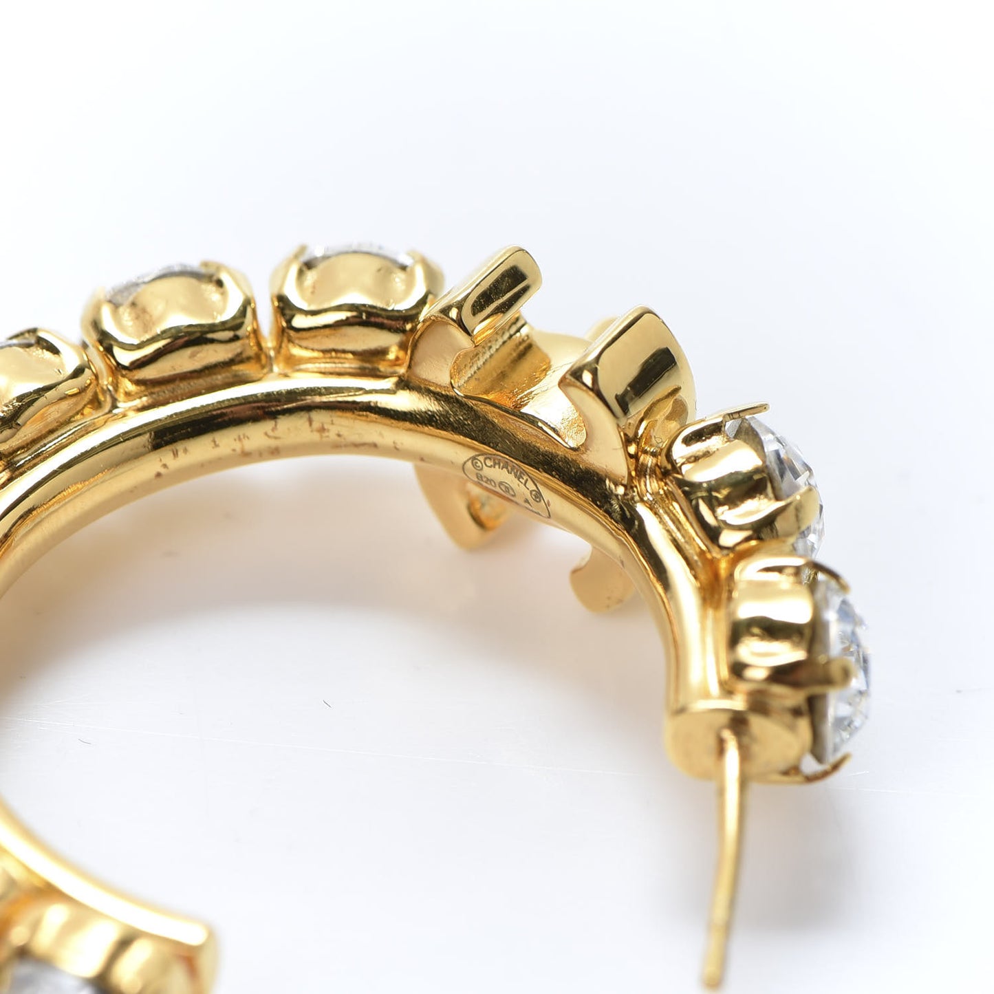 Crystal CC Turnlock Hoop Earrings Gold