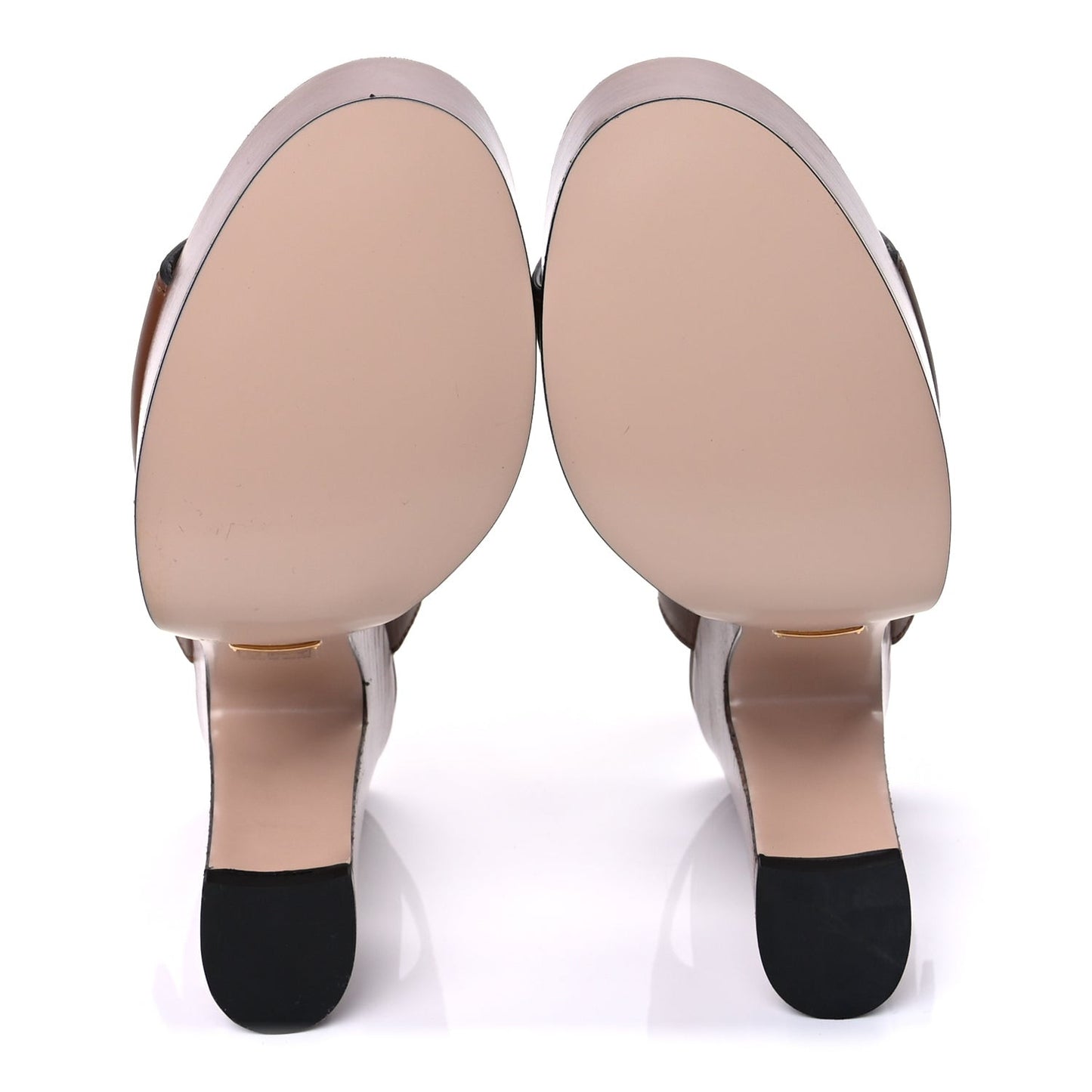 Cosmos Softy Calfskin Wooden InterLocking G Cut-Out 30/120mm Platform Sandals 37  Cuir
