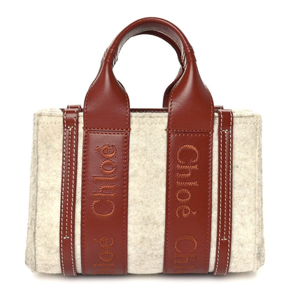 Chloe Felt Calfskin Small Woody Ribbon Tote With Strap  Cement Beige 1 of 8
