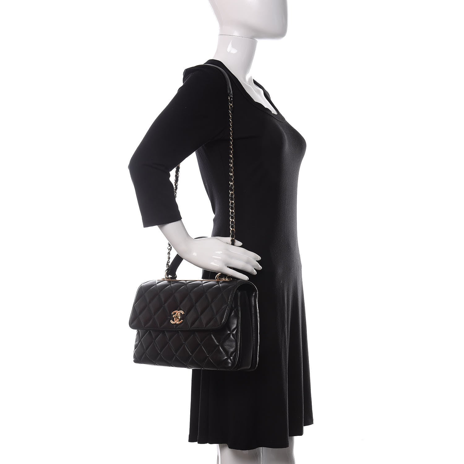 Chanel Lambskin Quilted Medium Trendy CC Flap Dual Handle Bag Black 2 of 12