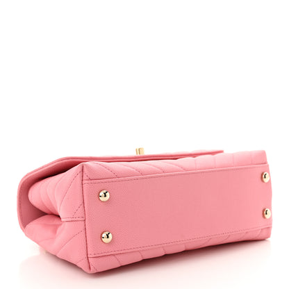 Chanel Caviar Chevron Quilted Mini Coco Handle Flap Pink 4 of 11