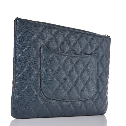 Chanel Iridescent Caviar Quilted Medium Cosmetic Case Dark Blue 3 of 8