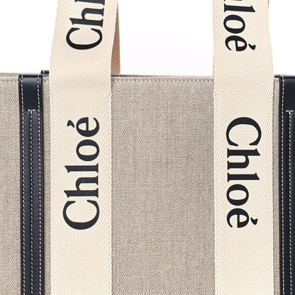 Chloe Cotton Calfskin Medium Woody Ribbon Tote White Blue 7 of 9