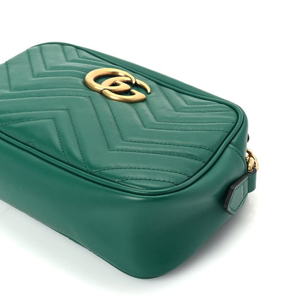 Gucci Calfskin Matelasse Small GG Marmont Chain Shoulder Bag  Emerald Green 8 of 8
