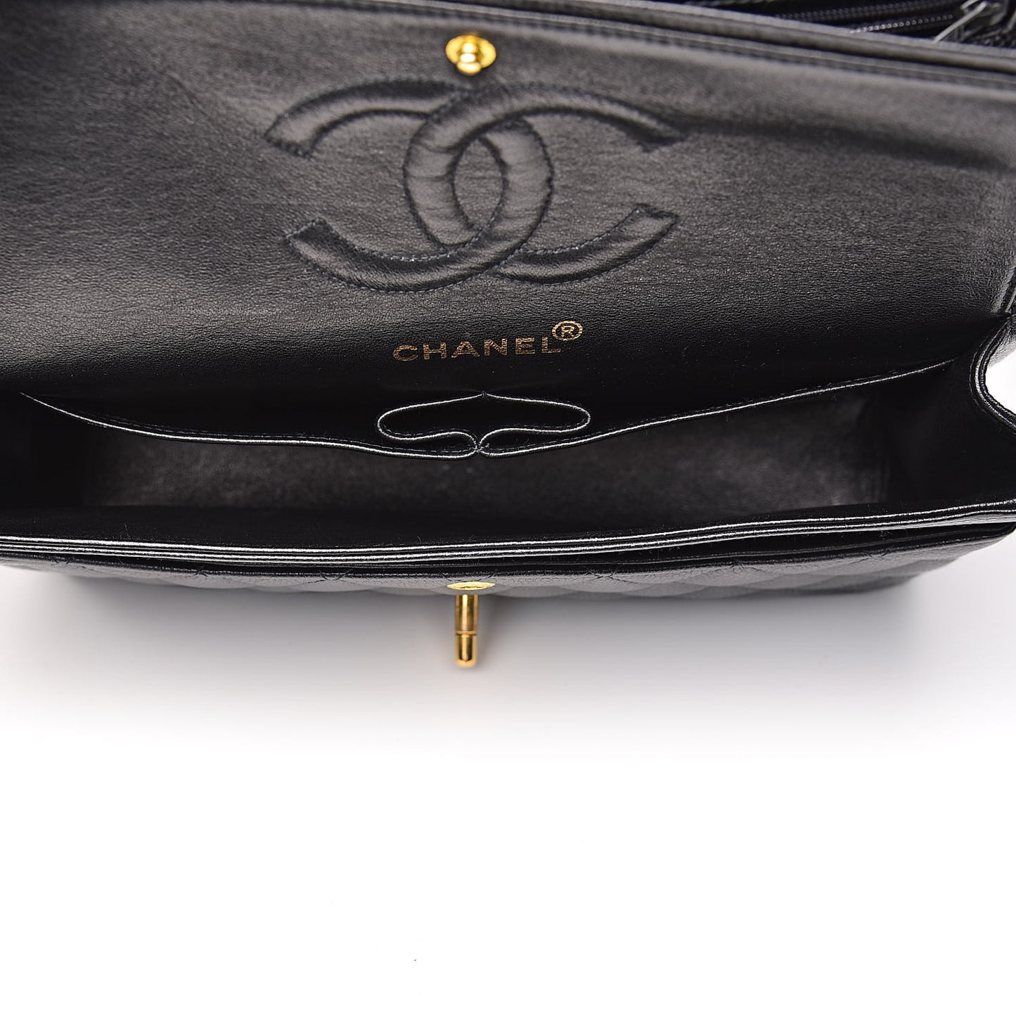 Caviar Quilted Medium Double Flap Black