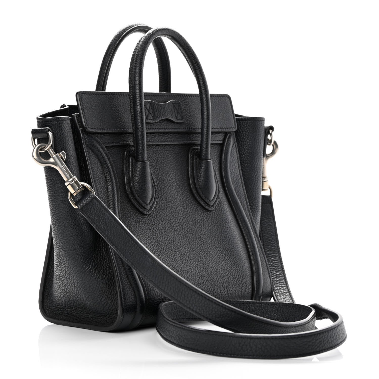Celine Drummed Calfskin Nano Luggage Black 3 of 18