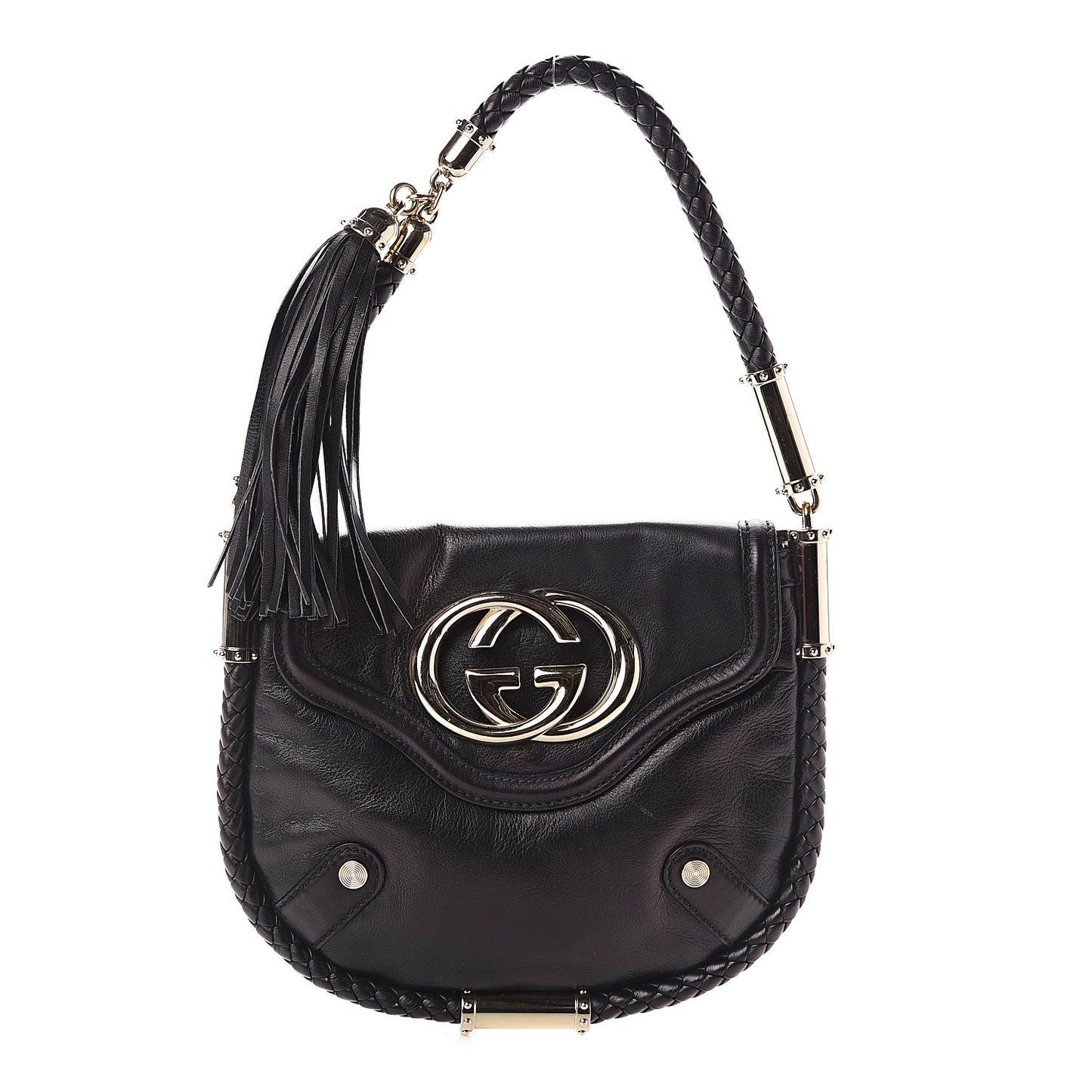 Calfskin Small Britt Tassel Shoulder Bag Black