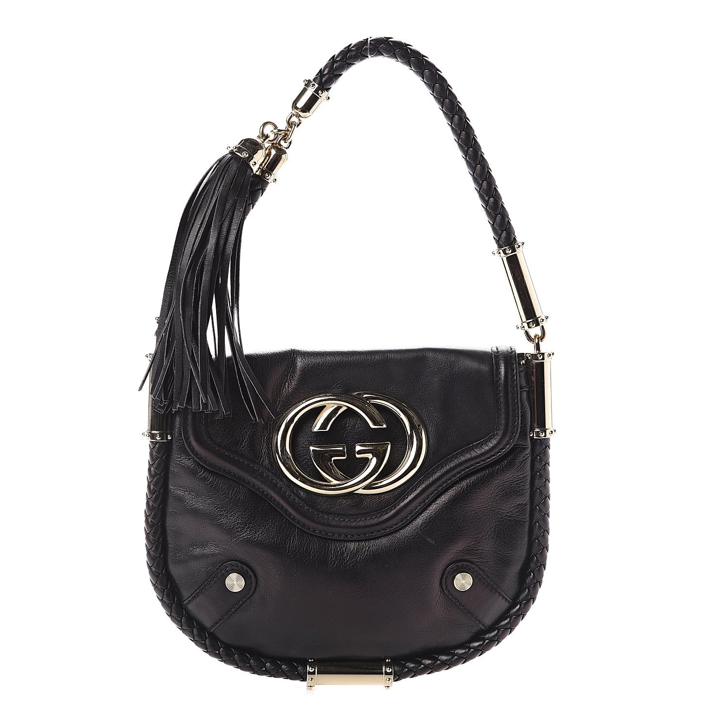 Gucci Calfskin Small Britt Tassel Shoulder Bag Black 1 of 7