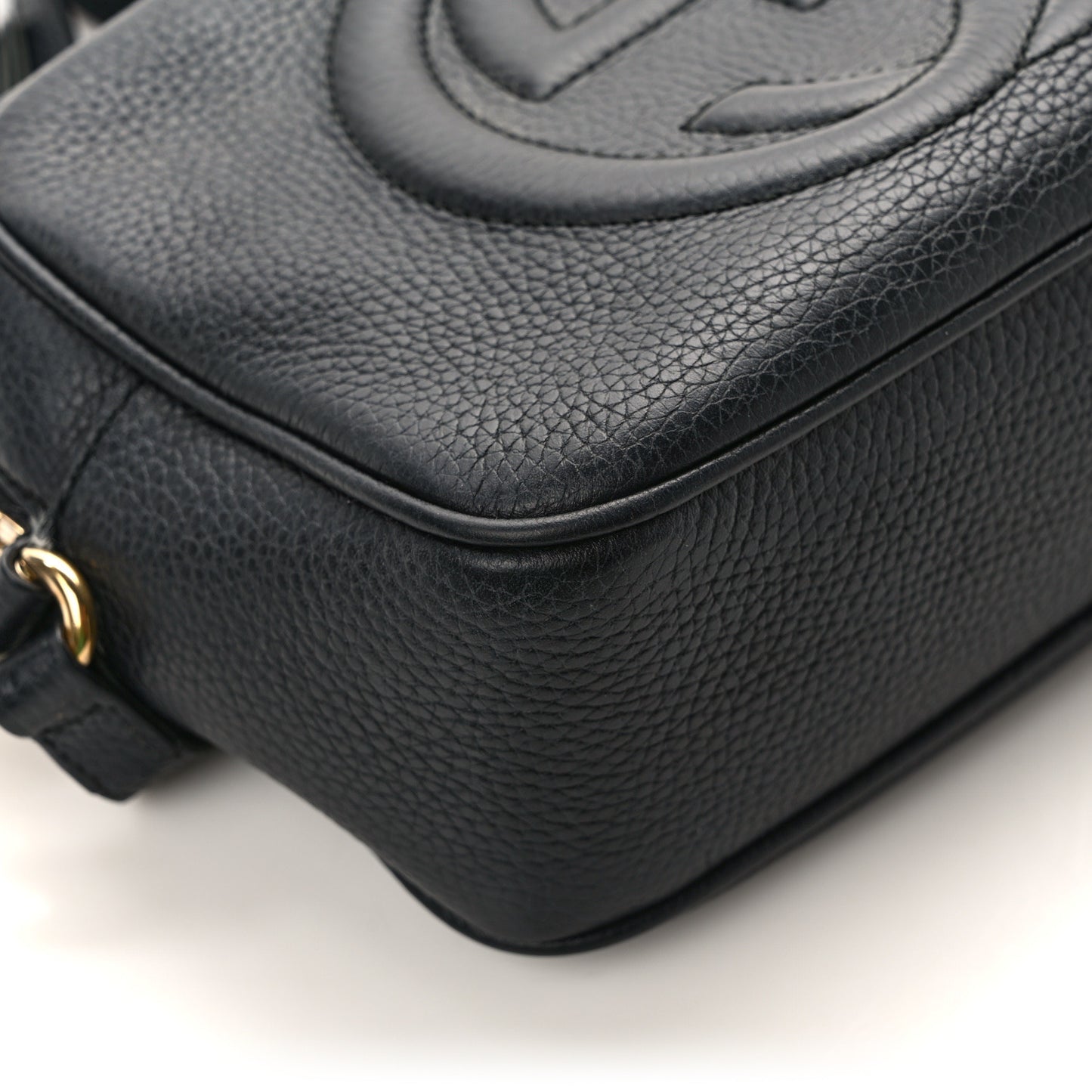 Pebbled Calfskin Small Soho Disco Bag Black