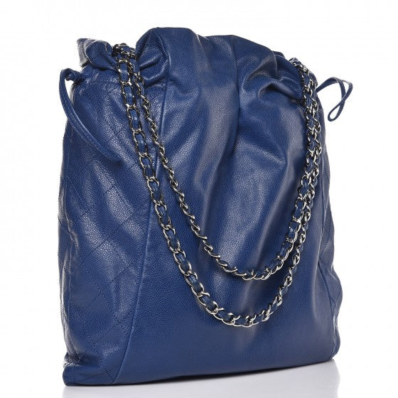 Chanel Caviar 31 Drawstring Tote Dark Blue 3 of 8