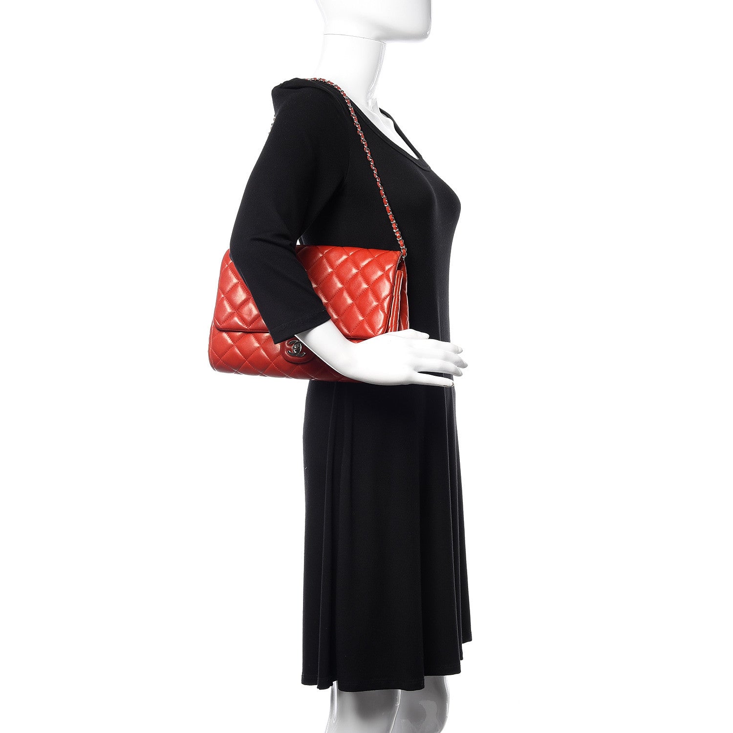 Chanel Lambskin Quilted Clutch With Chain Flap Red 2 of 11