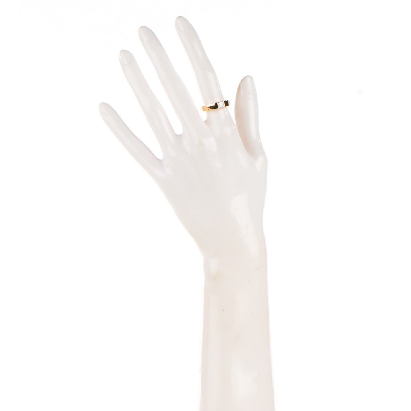 18K Yellow Gold Diamond 4mm Tank Solitaire Ring 50 5.25