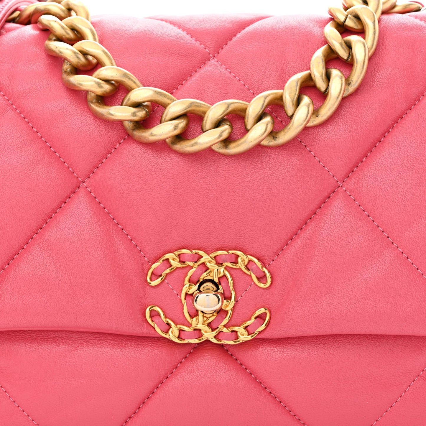 Goatskin Quilted Large Chanel 19 Flap Dark Pink
