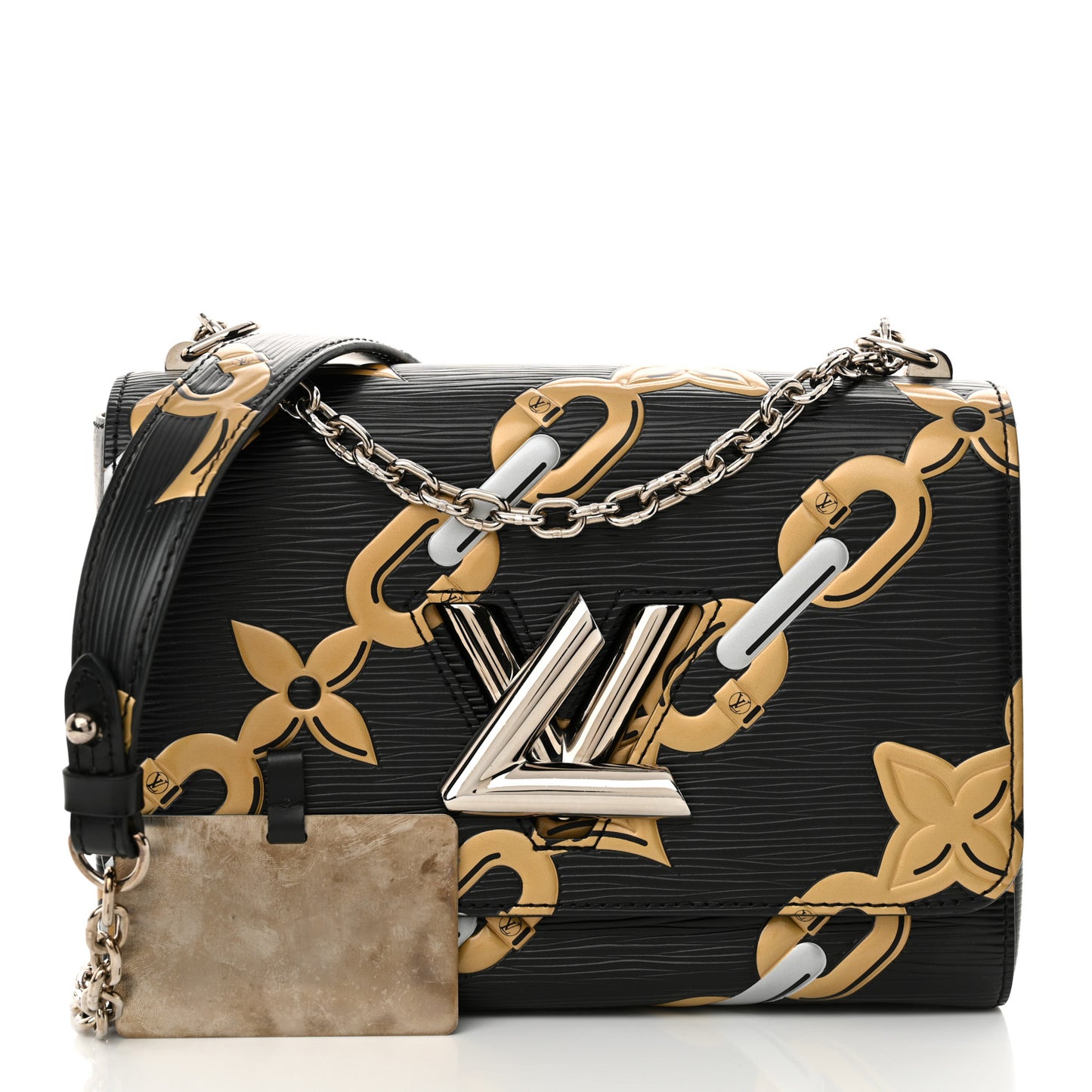 Epi Chain Flower Twist Shoulder Bag MM Black