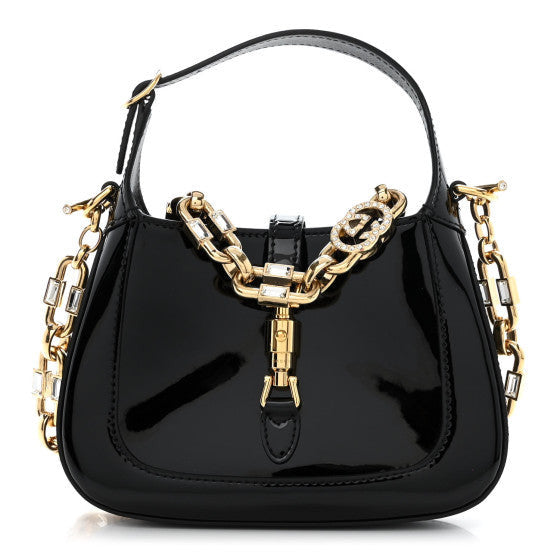 Gucci Patent Mini Jackie 1961 Crystal Hobo Black 1 of 1