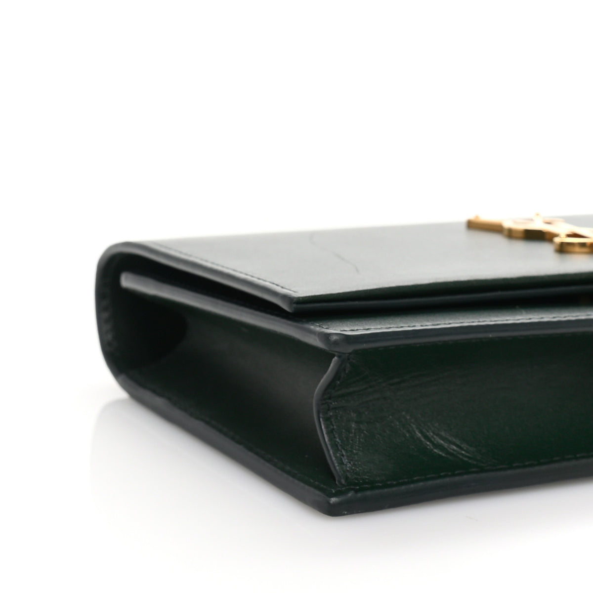 Smooth Calfskin Classic Monogram Kate Tassel Chain Wallet Dark Leaf