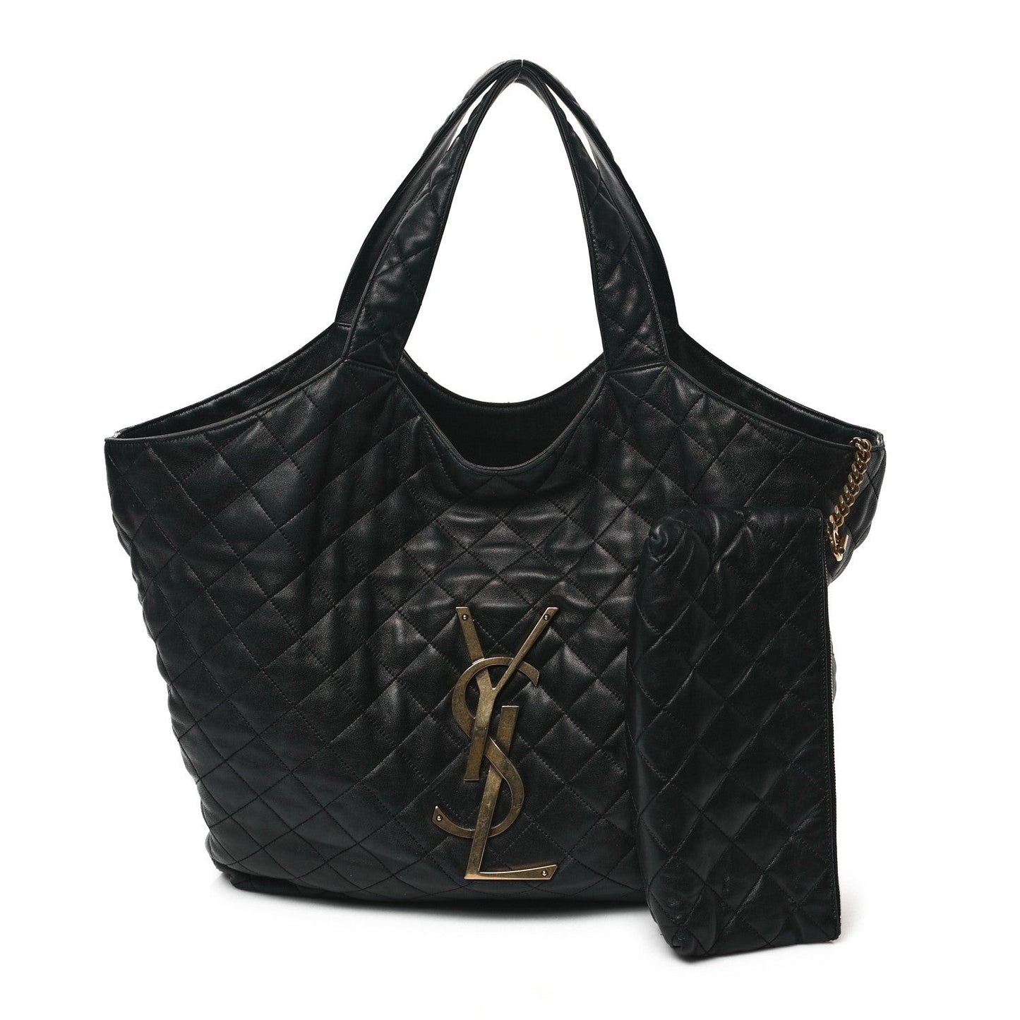 Lambskin Quilted Maxi Icare Shopping Tote Black