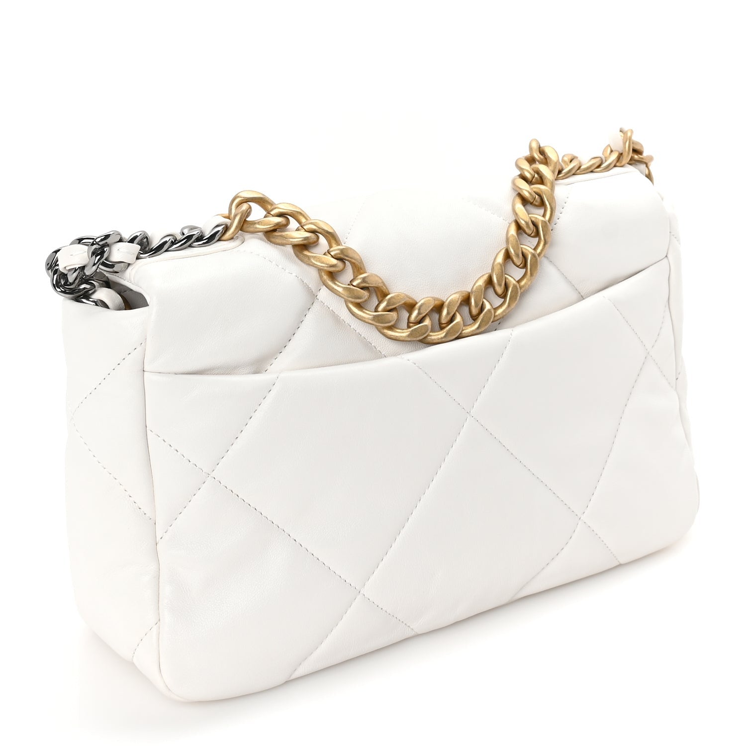 Chanel Lambskin Quilted Medium  19 Flap White 2 of 9