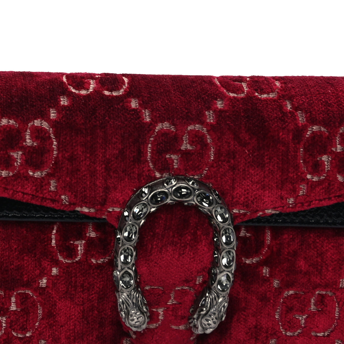 Velvet GG Monogram Super Mini Dionysus Shoulder Bag Red Cipria Black
