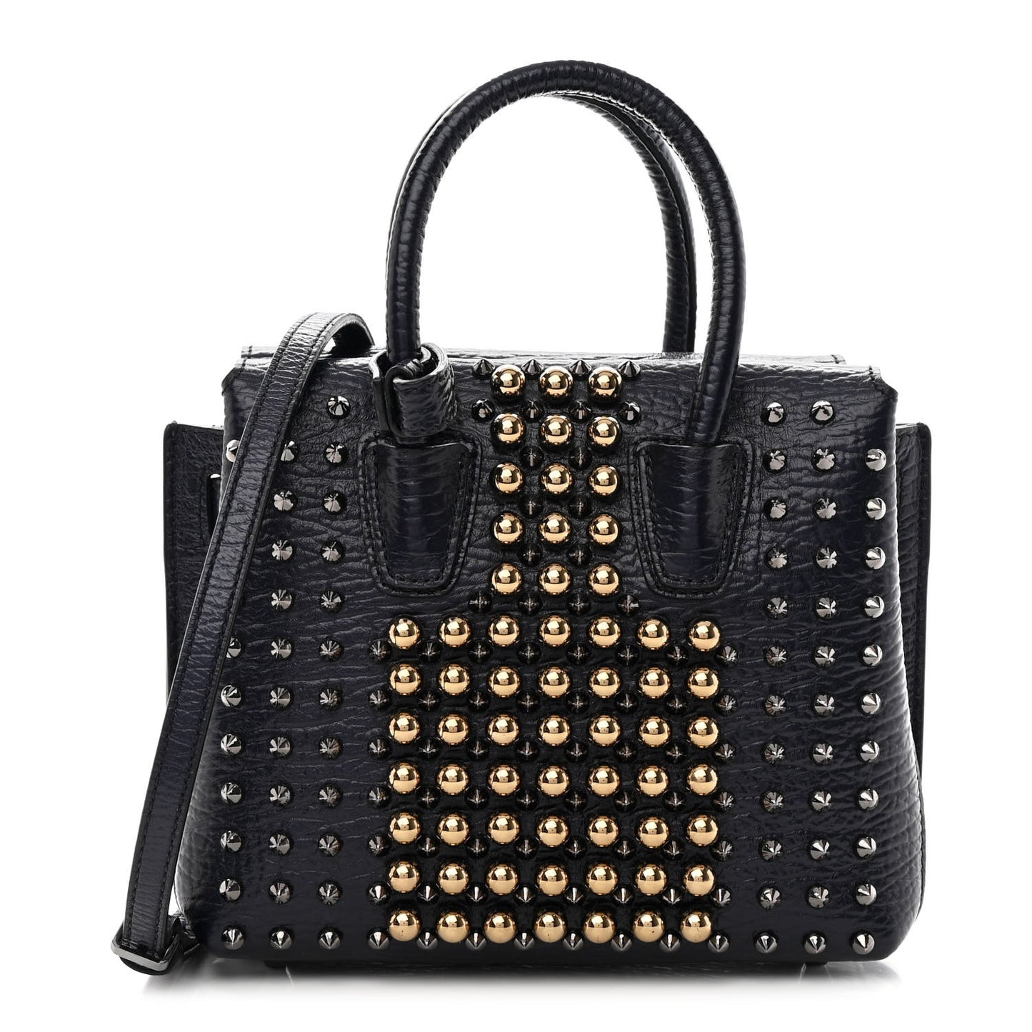 Calfskin Studded Mini Milla Tote Blue