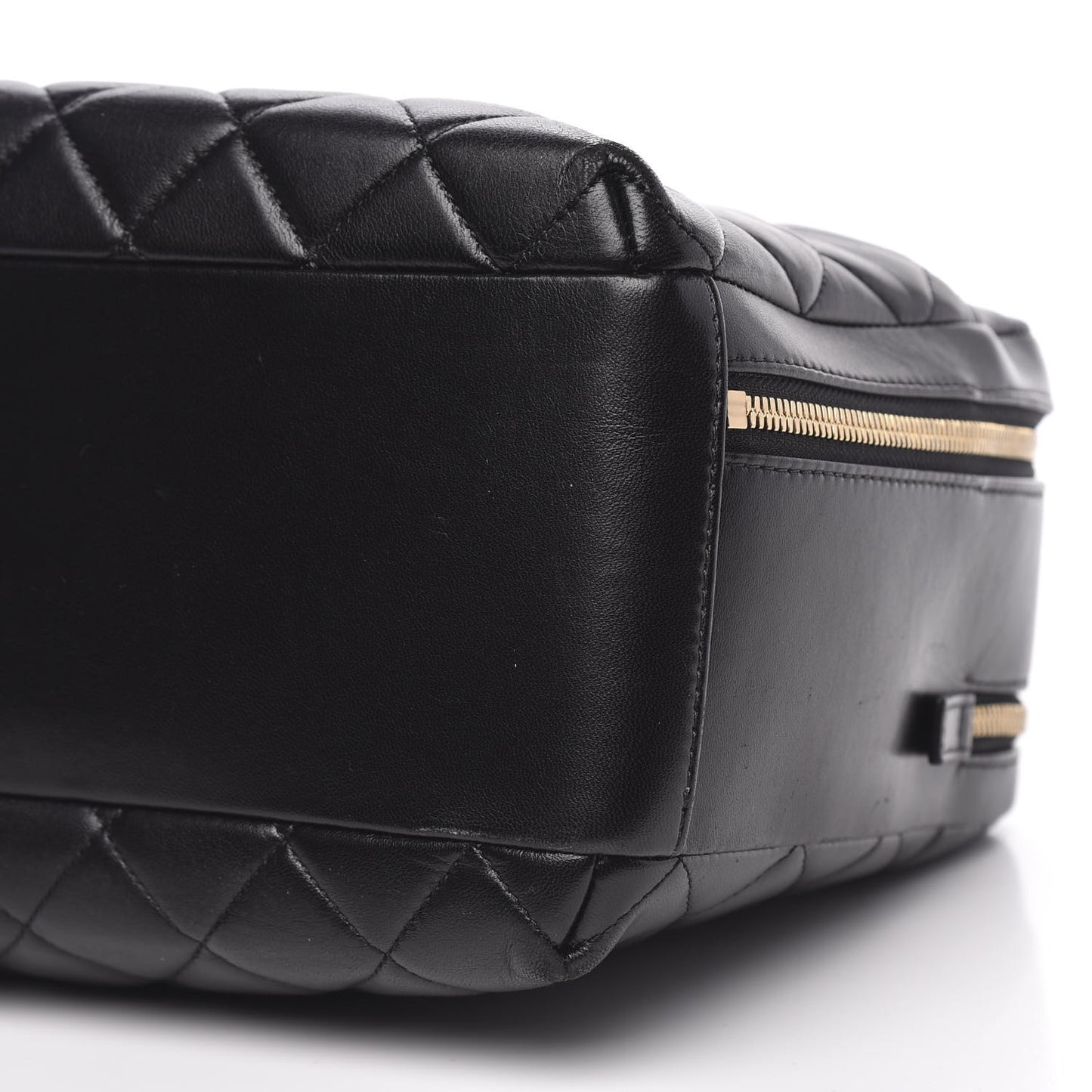 Lambskin Quilted Large Trendy CC Bowling Bag Black