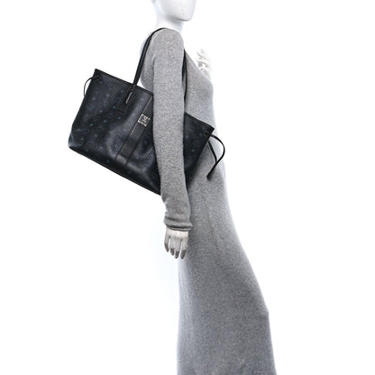 MCM Grained Calfskin Visetos Medium Liz Reversible Shopper Tote Black 4 of 7