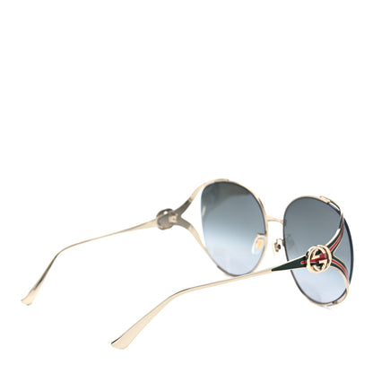 Gucci Metal Oversized Round Frame GG0225S Sunglasses Gold 4 of 8