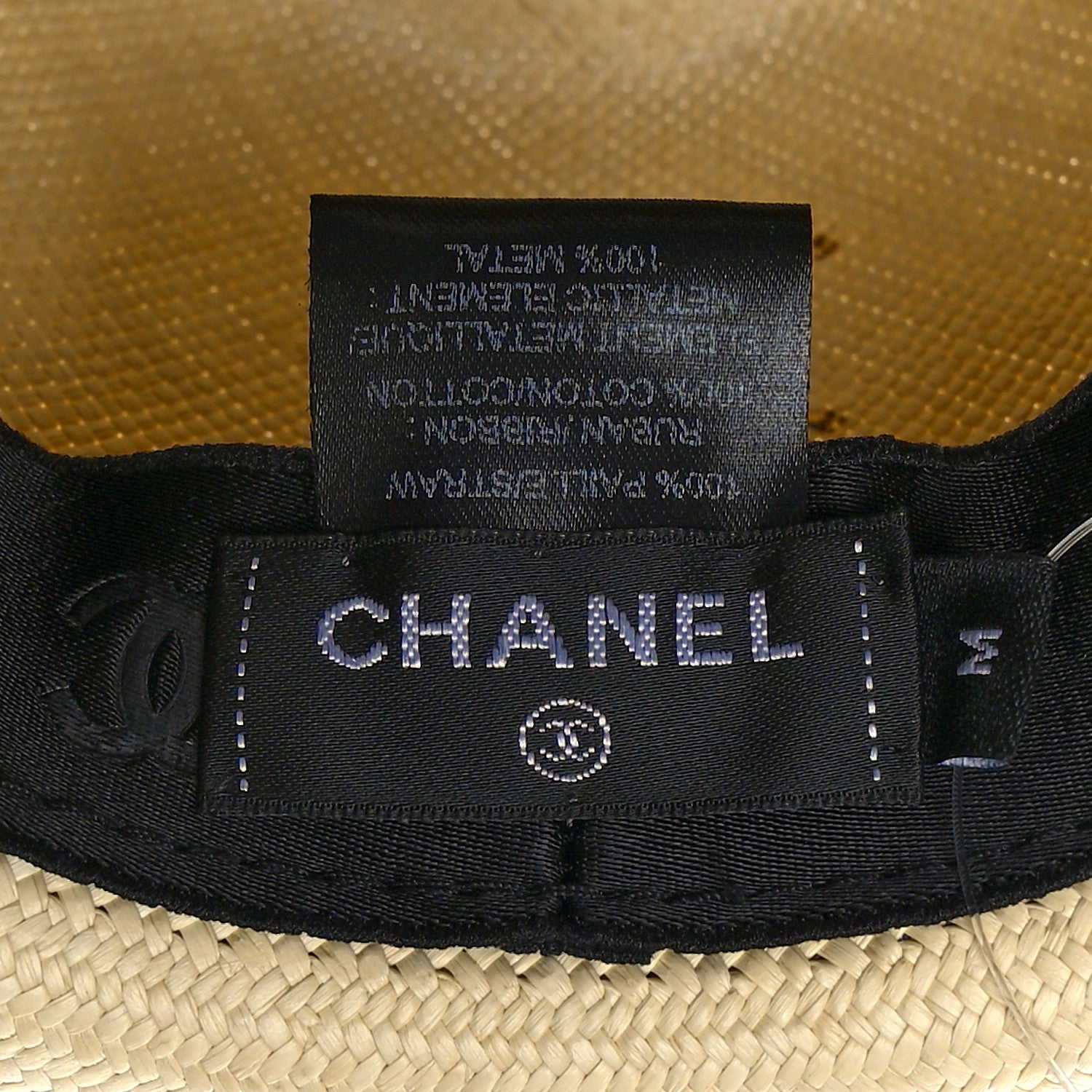 Chanel Straw CC Fedora Hat M Beige 7 of 7