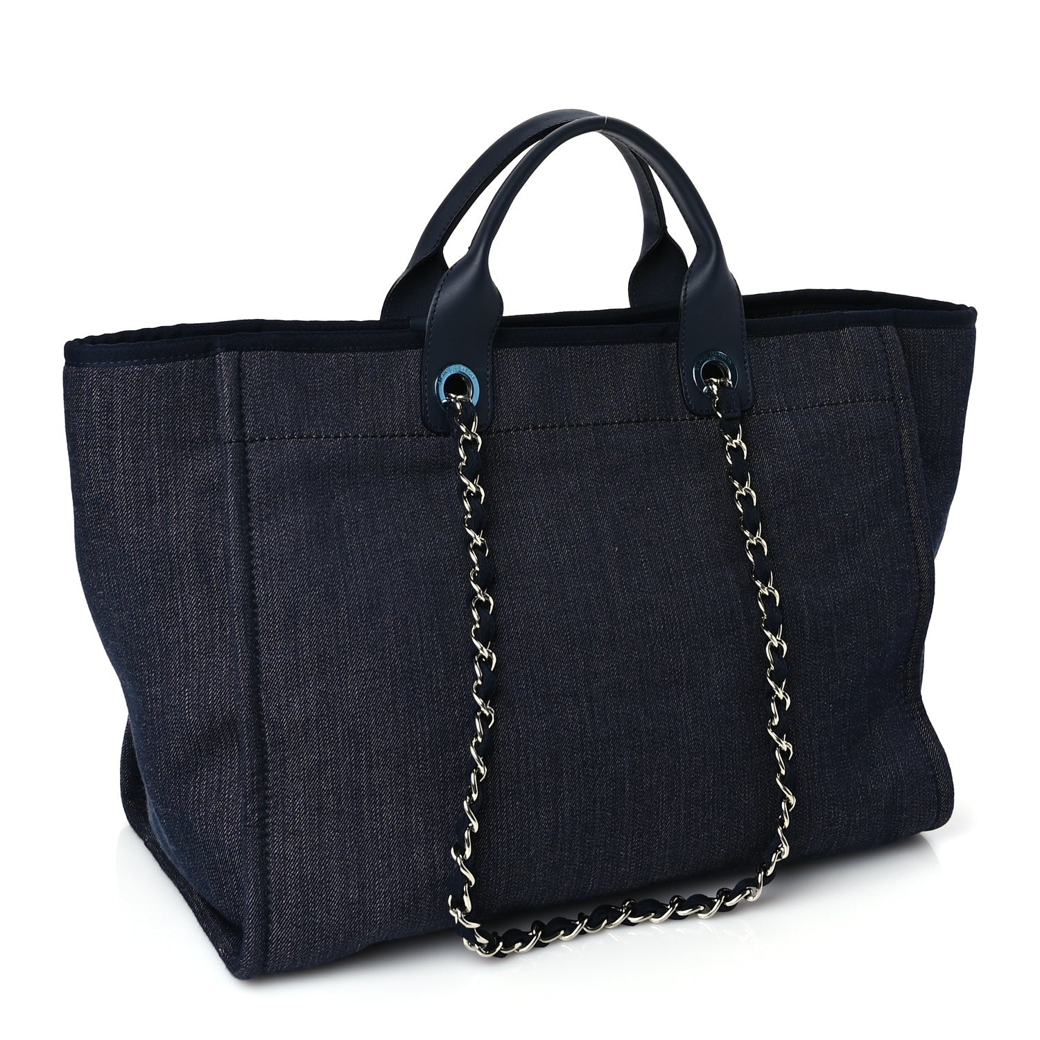 Chanel Denim Large Deauville Tote Dark Blue 2 of 8