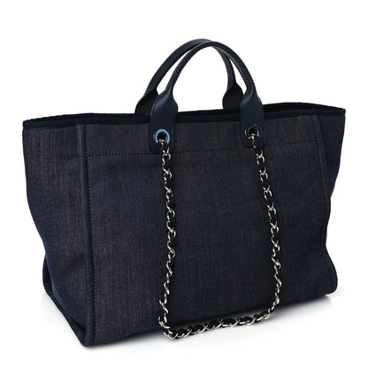 Chanel Denim Large Deauville Tote Dark Blue 2 of 8
