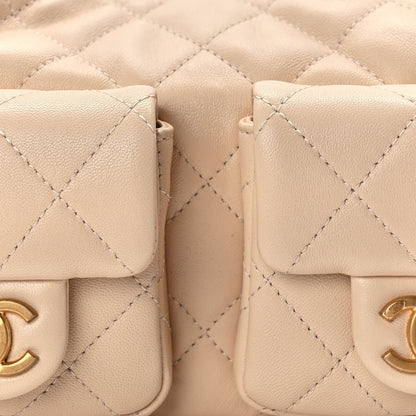 Chanel Shiny Lambskin Quilted Trendy Pockets Hobo Beige 7 of 10