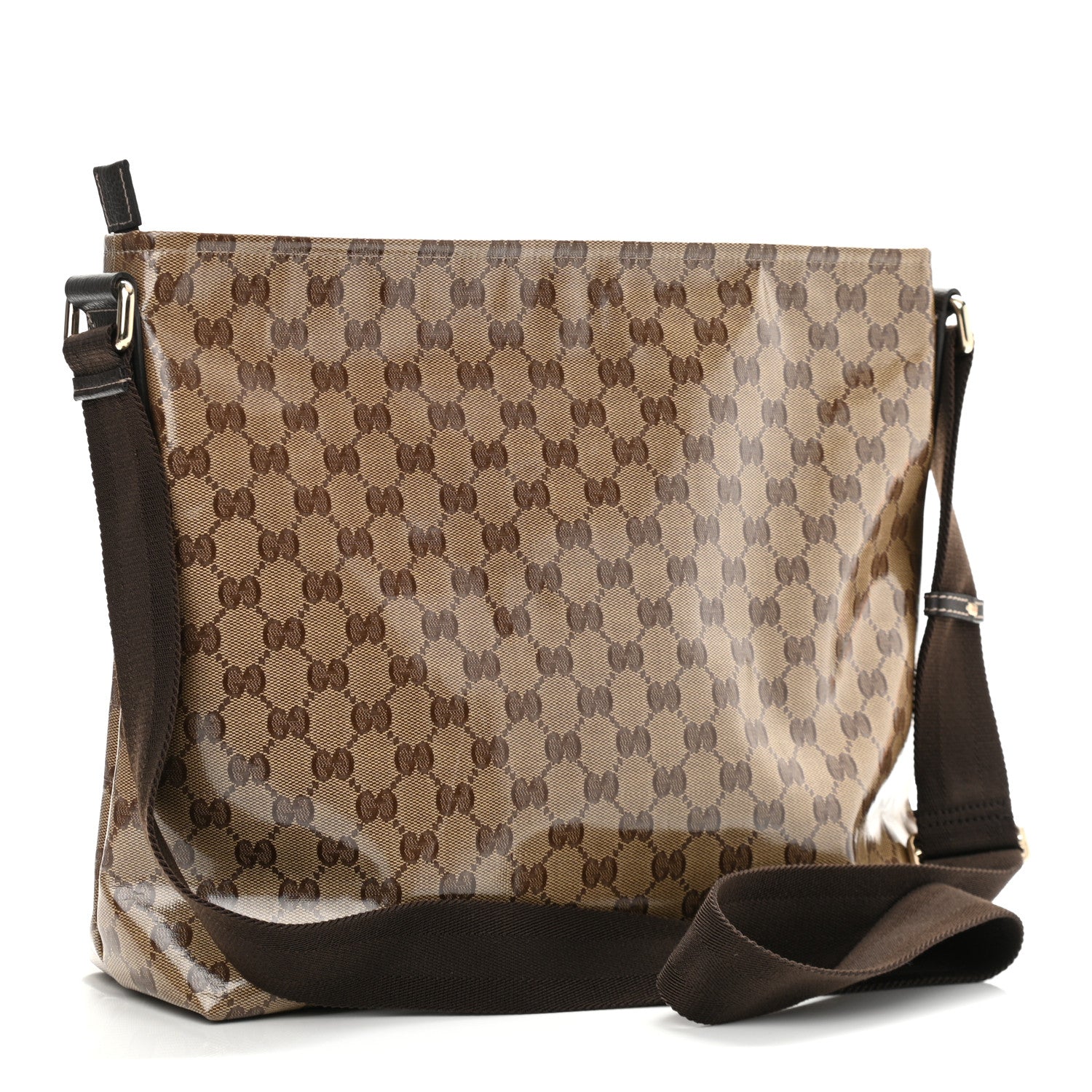 Gucci Crystal Monogram Large Flat Messenger Bag Dark Brown 3 of 10