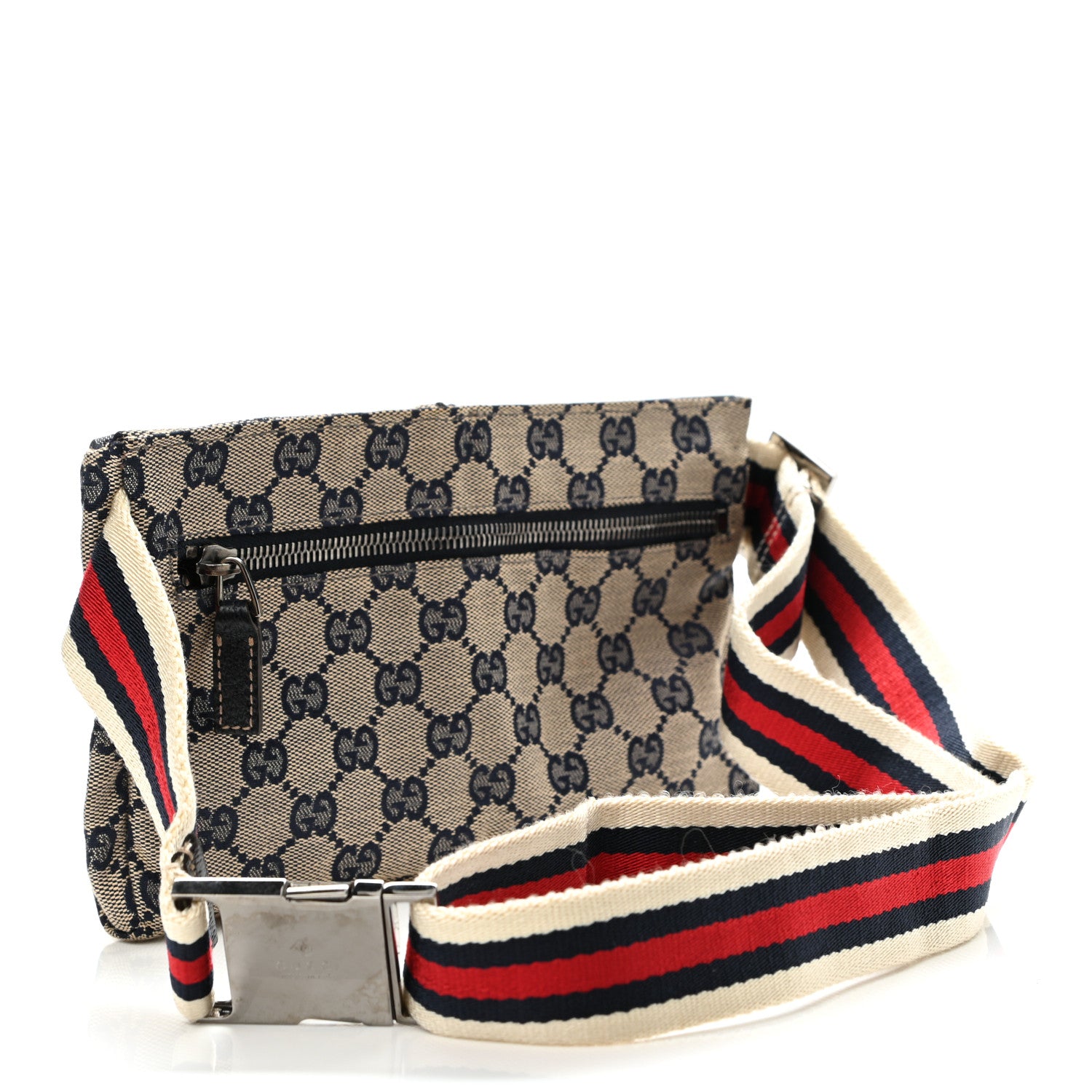 Gucci GG Monogram Web Double Pocket Belt Bag Navy 3 of 10