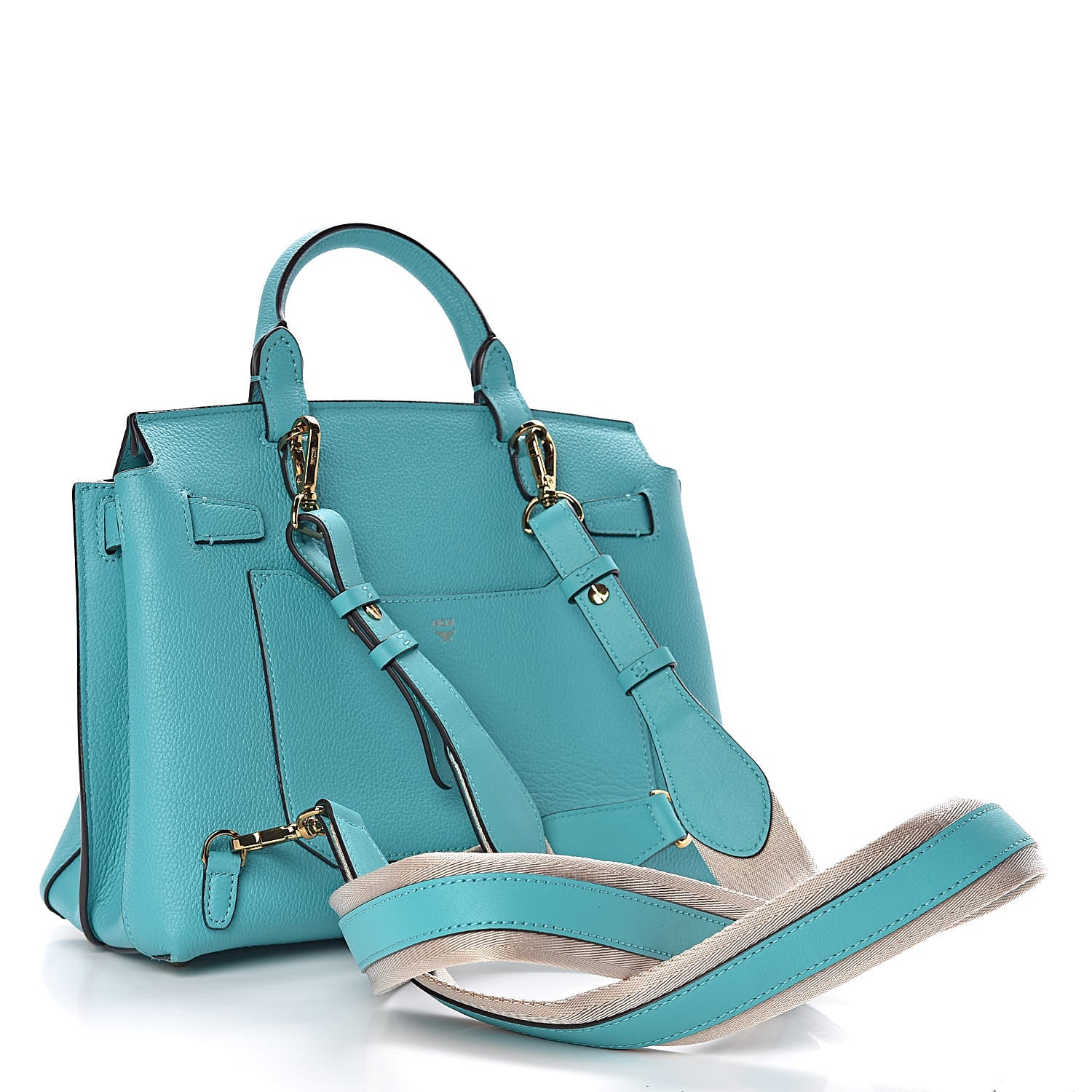 MCM Grained Calfskin Medium Milla Convertible Backpack Oasis Green 3 of 9