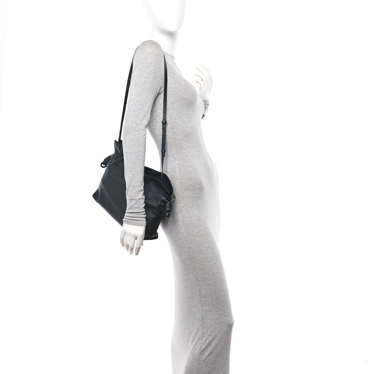 Nappa Medium Flamenco Knot Bag Black