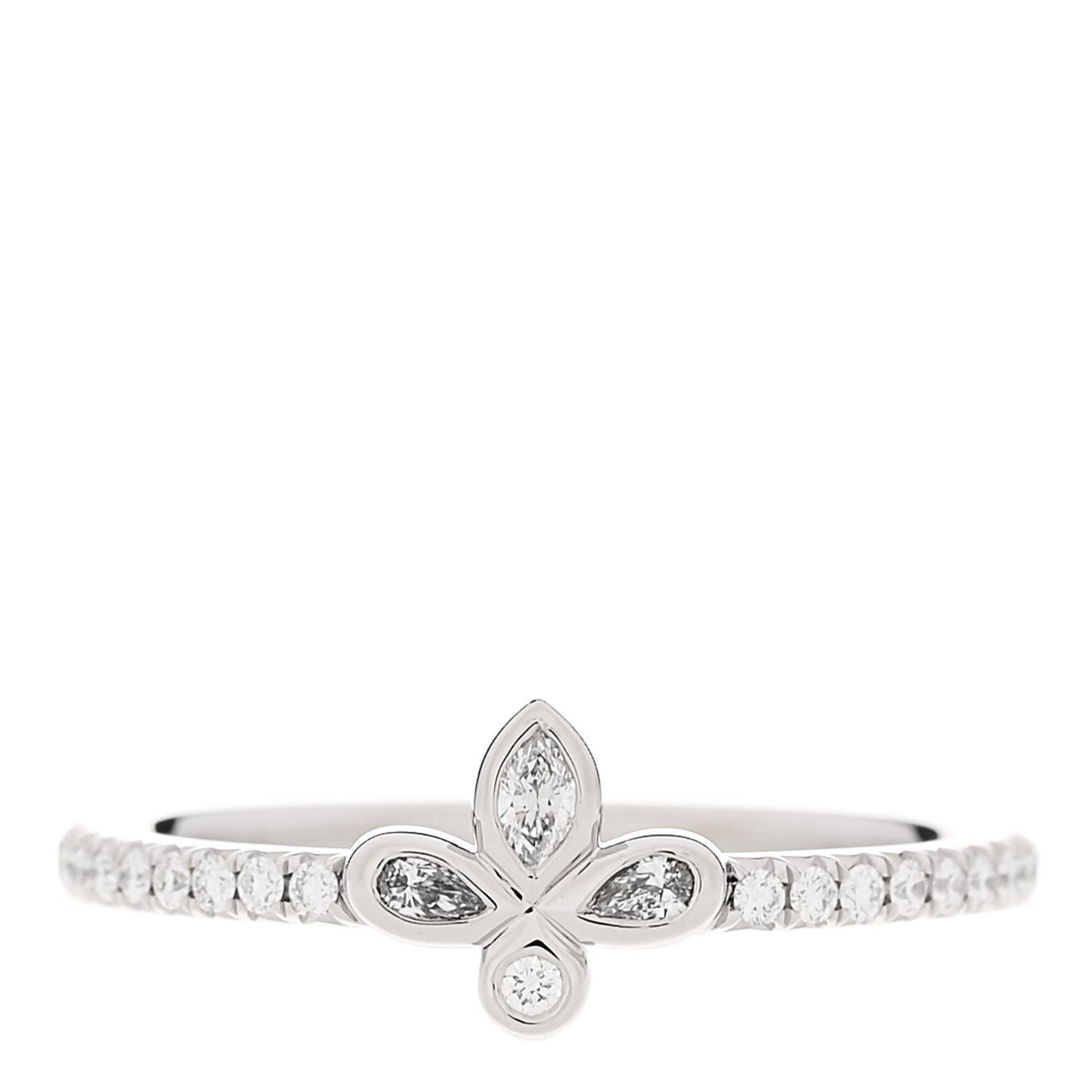 Platinum Diamond Fleur de Lis Band Ring 52 6