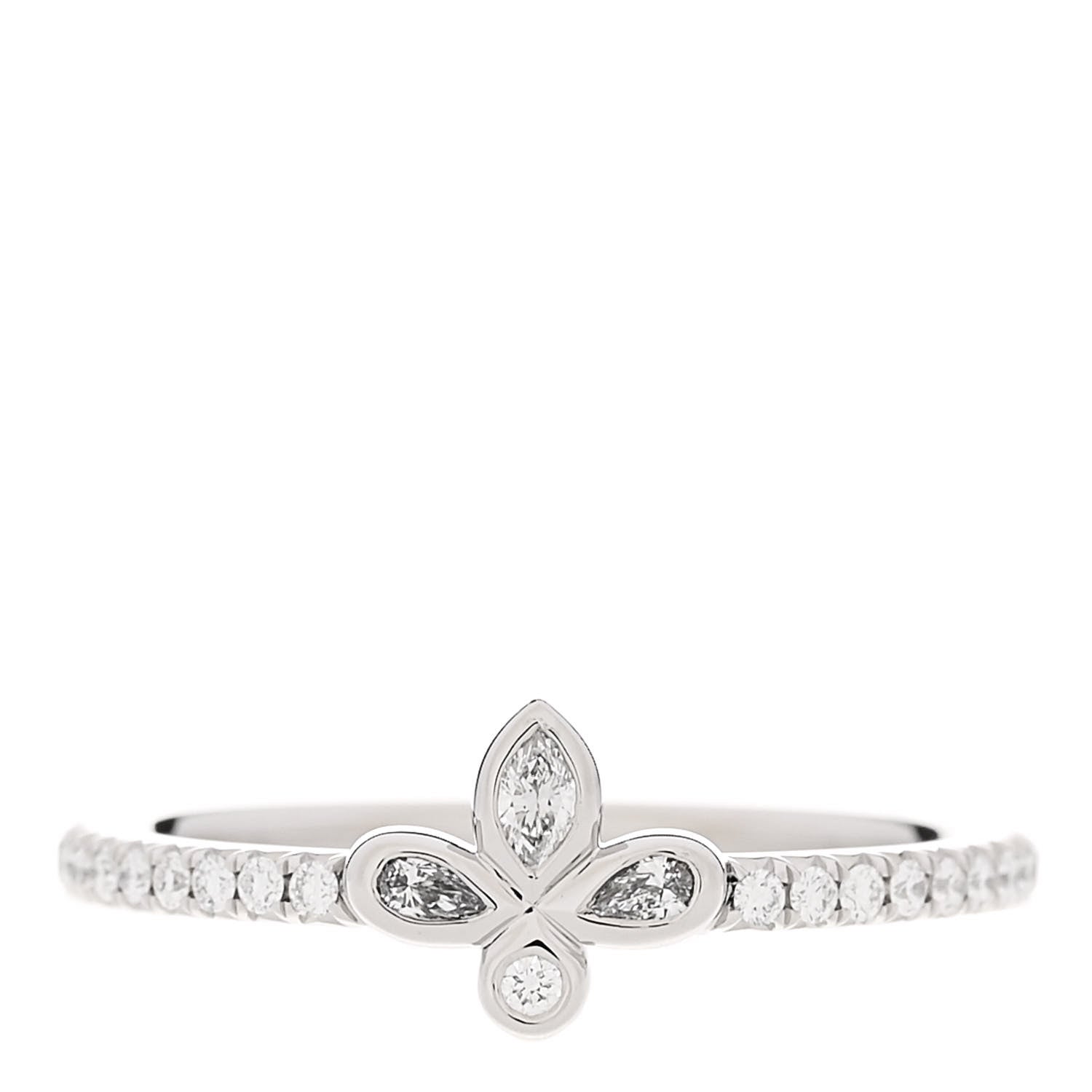 Tiffany Platinum Diamond Fleur de Lis Band Ring 52 6 1 of 5