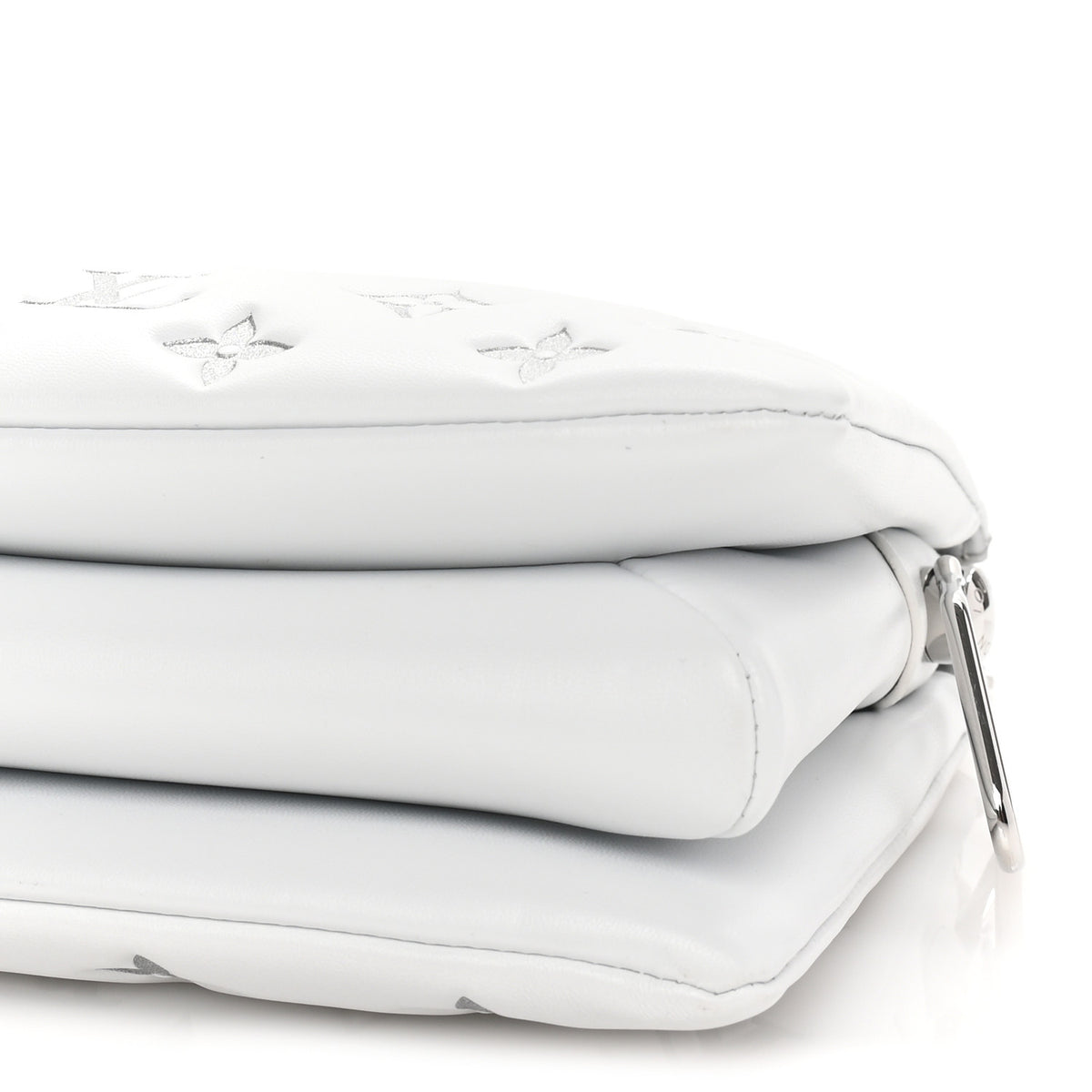 Louis Vuitton Lambskin Embossed Monogram Coussin BB White Silver 8 of 8