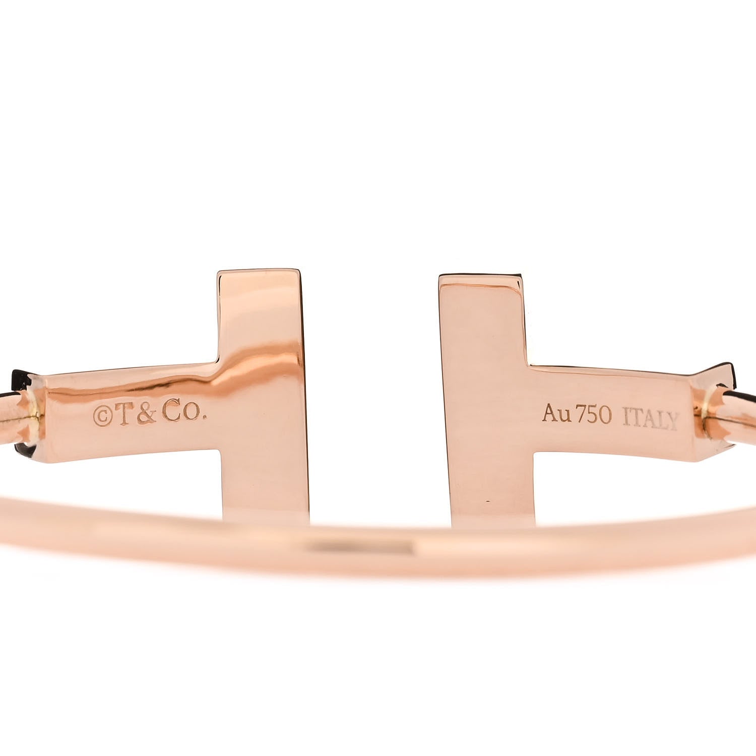 Tiffany 18K Rose Gold T Wide Wire Bracelet 3 of 3
