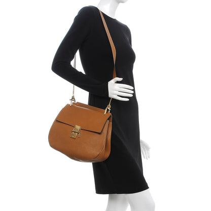 Chloe Grained Lambskin Large Drew Shoulder Bag Caramel 2 of 14