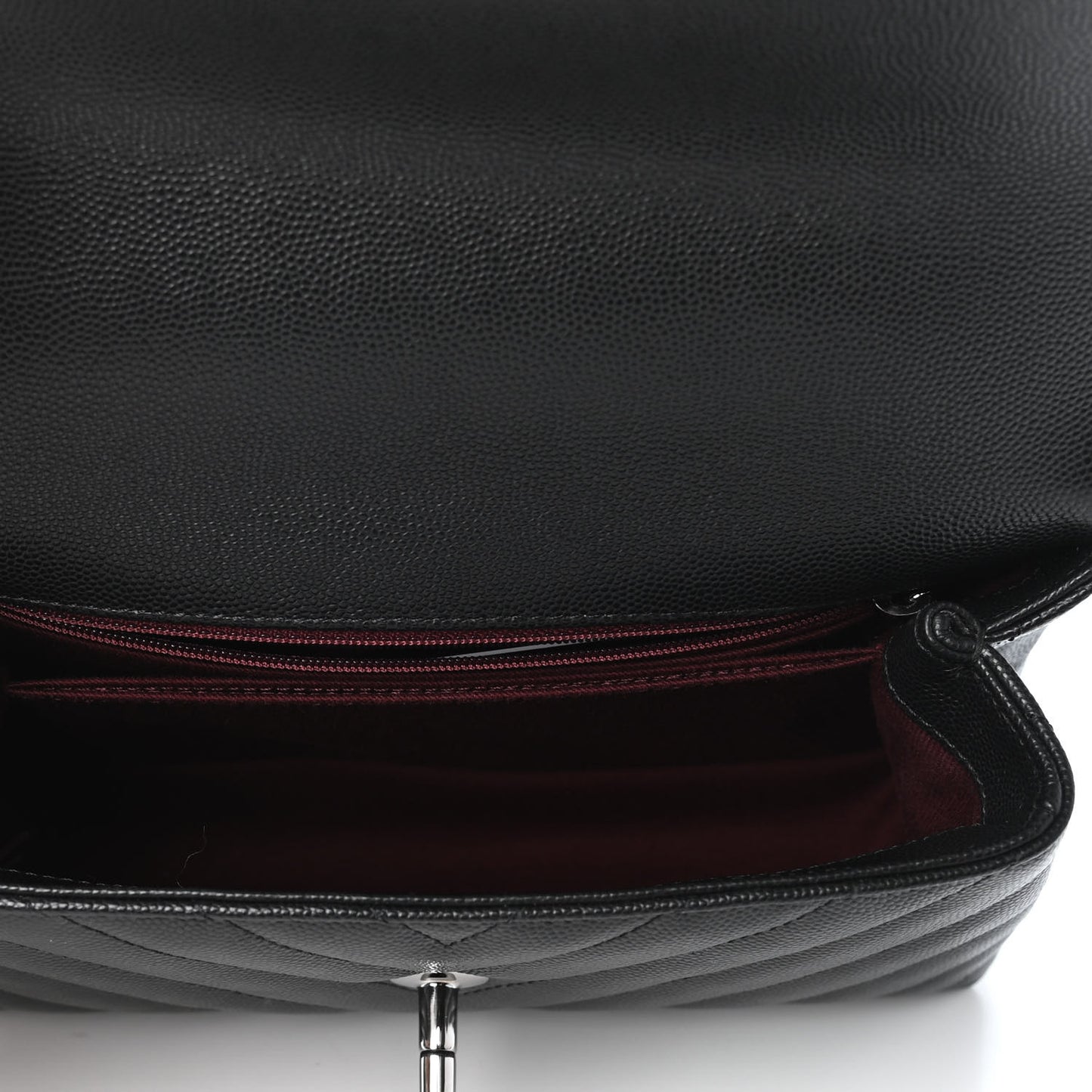 Caviar Chevron Quilted Mini Coco Handle Flap Black