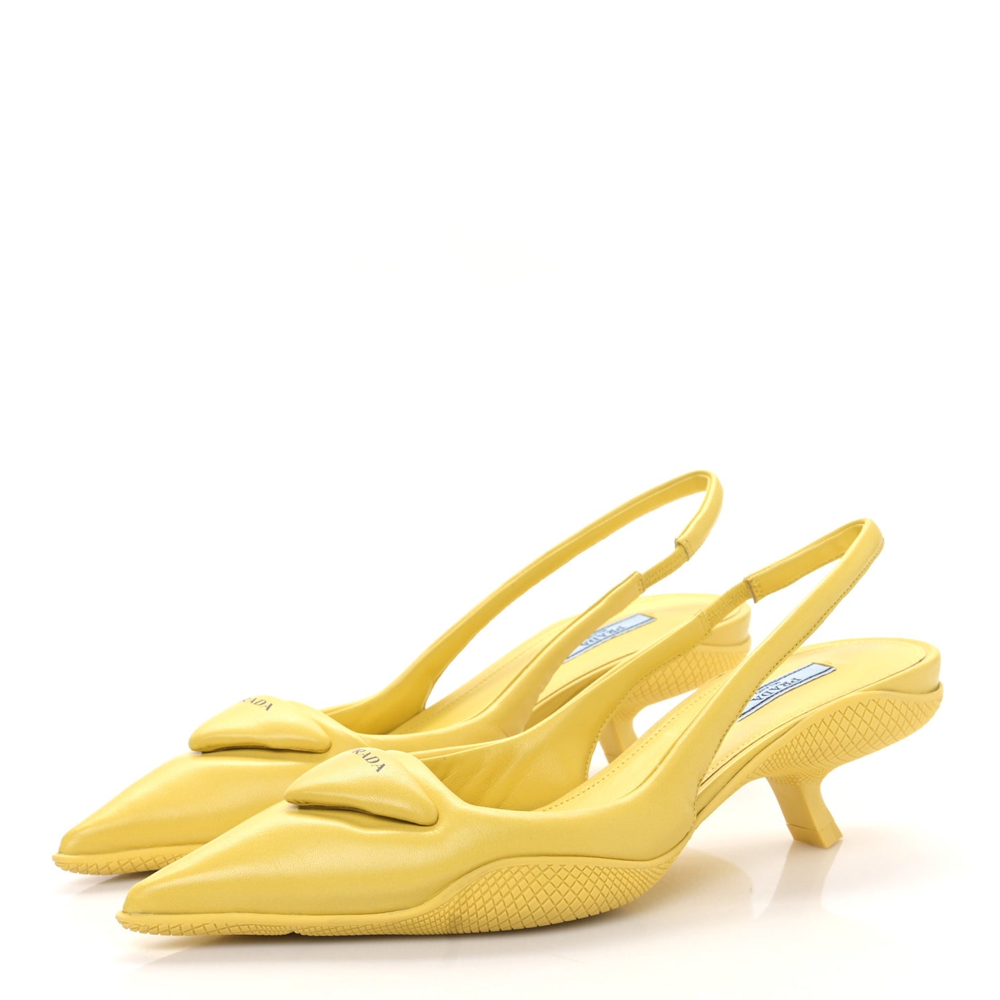 Spazzolato Triangle Logo Pointed Toe 45mm Slingback Pumps 38 Ananas
