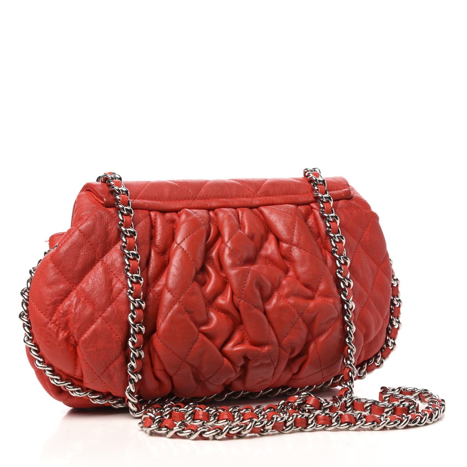 Chanel Washed Lambskin Medium Chain Around Messenger Red 3 of 9