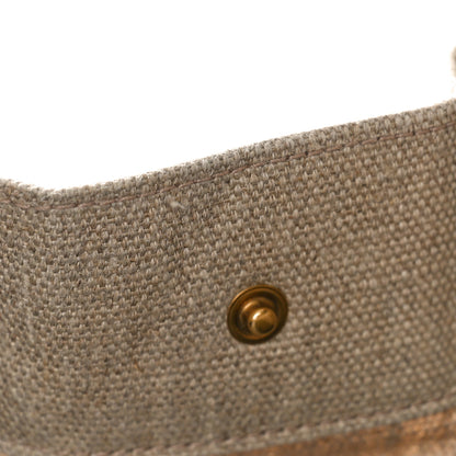 Saint Laurent Embroidered Cotton Linen Rive Gauche Noe Tote Natural Black 9 of 9