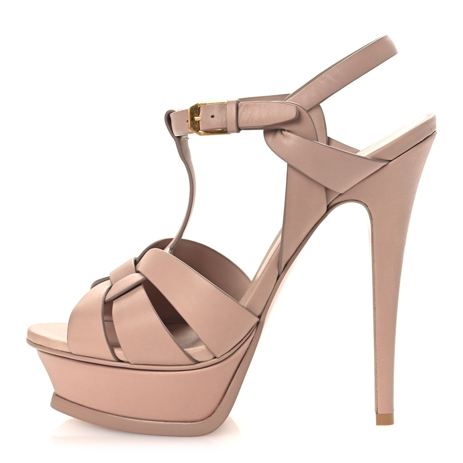 Saint Laurent Calfskin Tribute 105 Platform Sandals 37 Nude 1 of 12