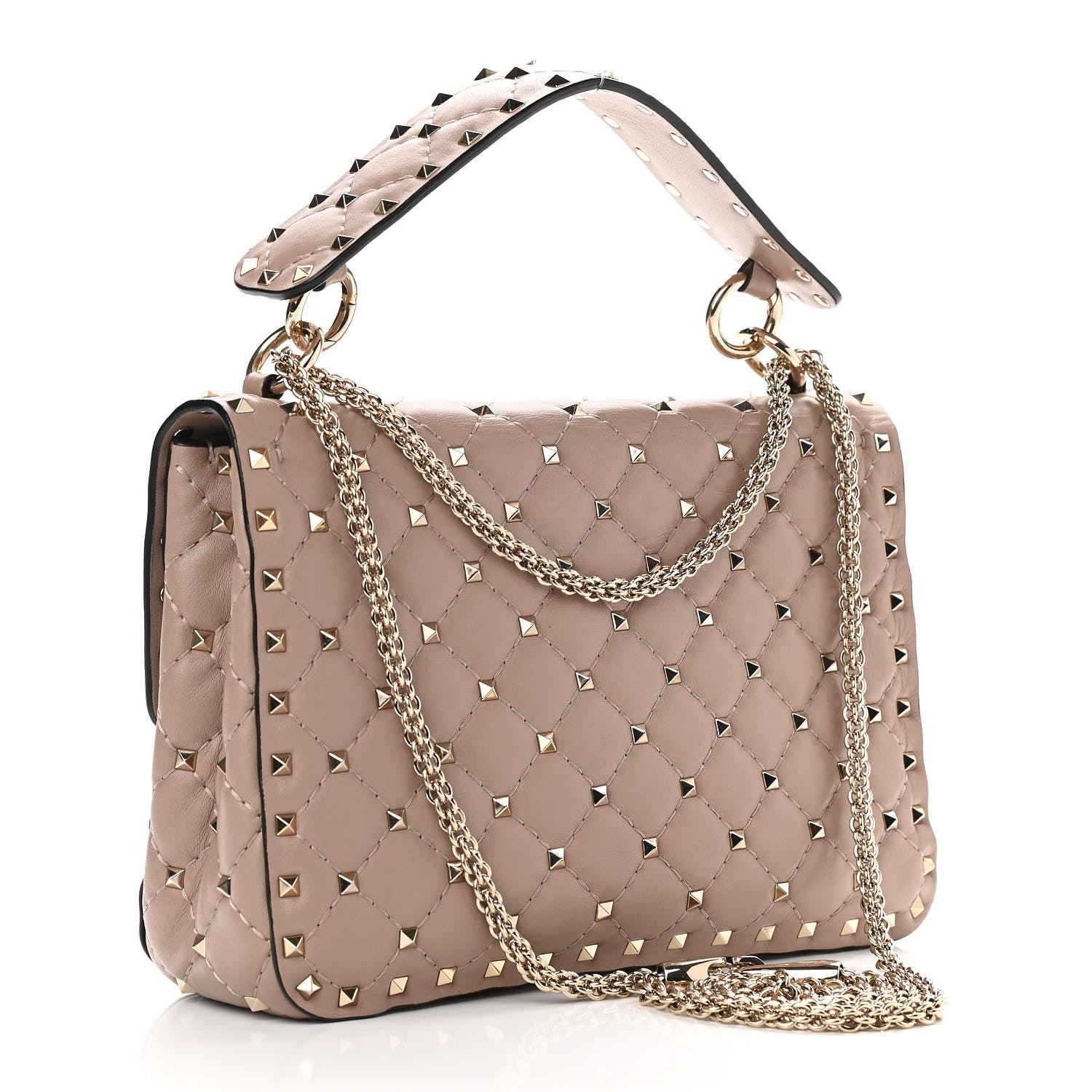 Valentino Garavani Lambskin Medium Rockstud Spike Shoulder Bag Poudre 3 of 9