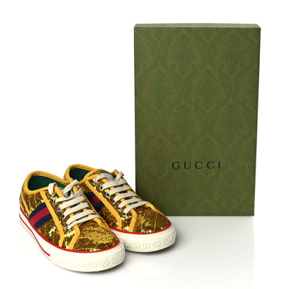 Gucci Sequin Web Matelasse Womens 1977 Tennis Sneakers 36 Gold Yellow 8 of 8