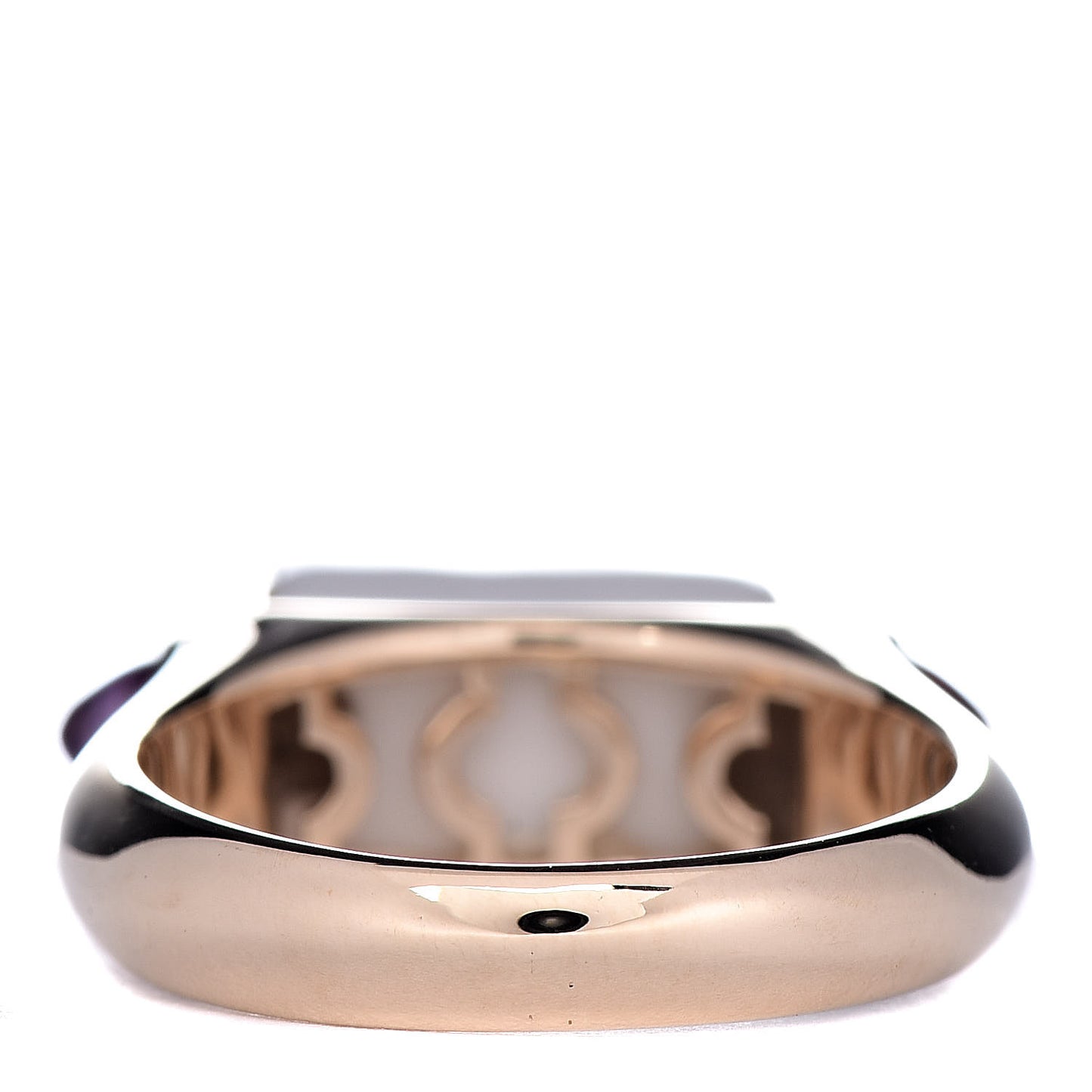 18K Yellow Gold White Ceramic Amethyst Pink Tourmaline Chandora Ring 52 6