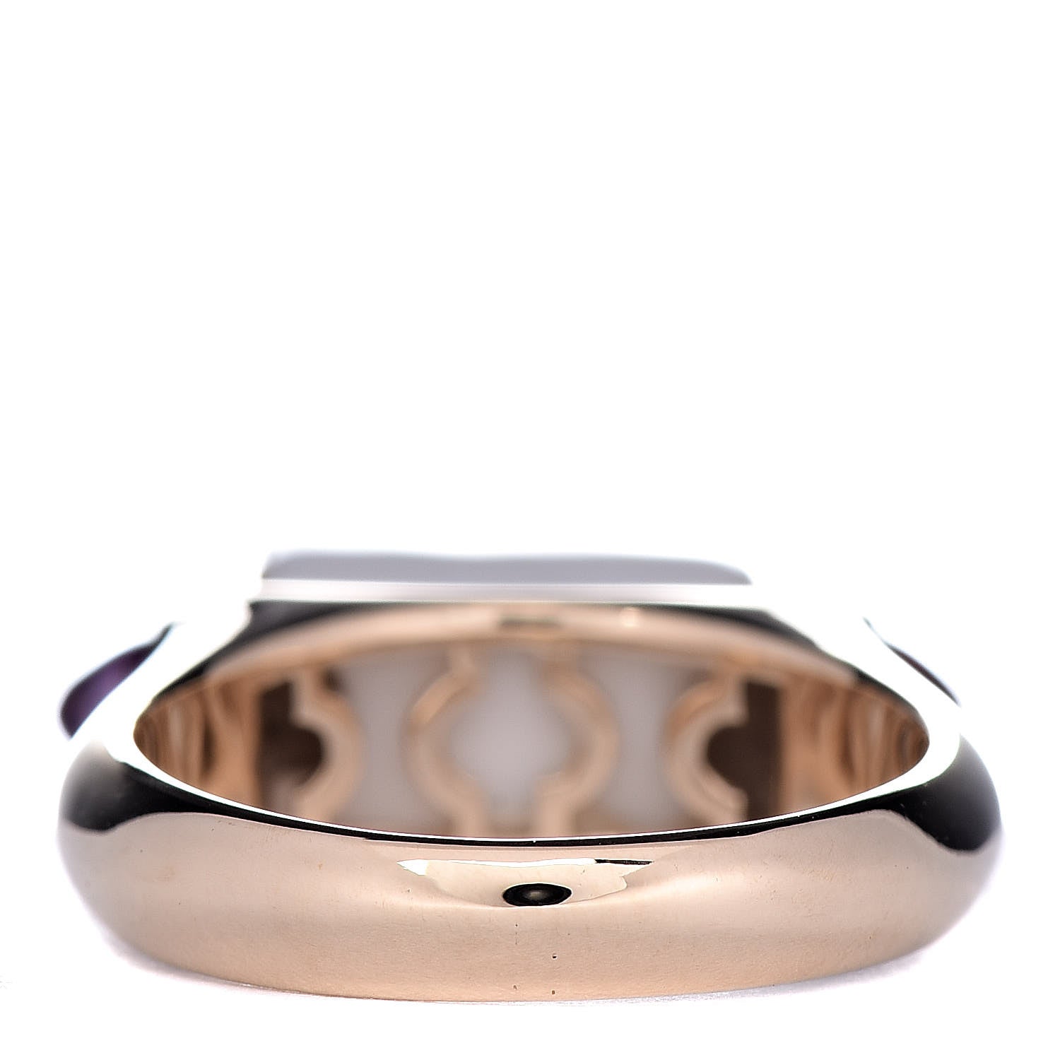 Bulgari 18K Yellow Gold White Ceramic Amethyst Pink Tourmaline Chandora Ring 52 6 4 of 7