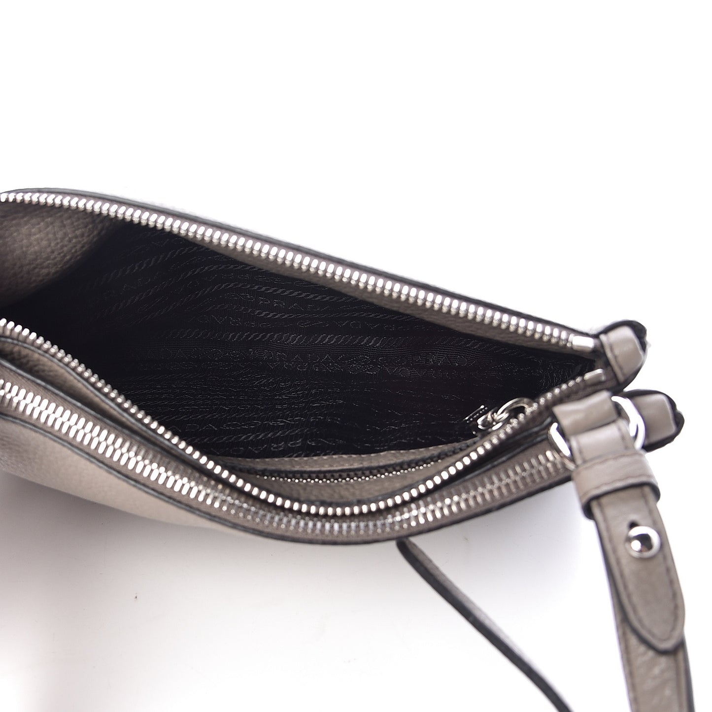 Vitello Phenix Double Zip Crossbody Bag Argilla